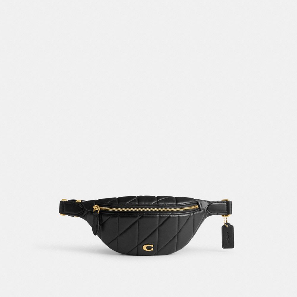 Coach Essential Belt With Pillow Quilting Brass Heuptas Dames Zwart | NL_CH95556