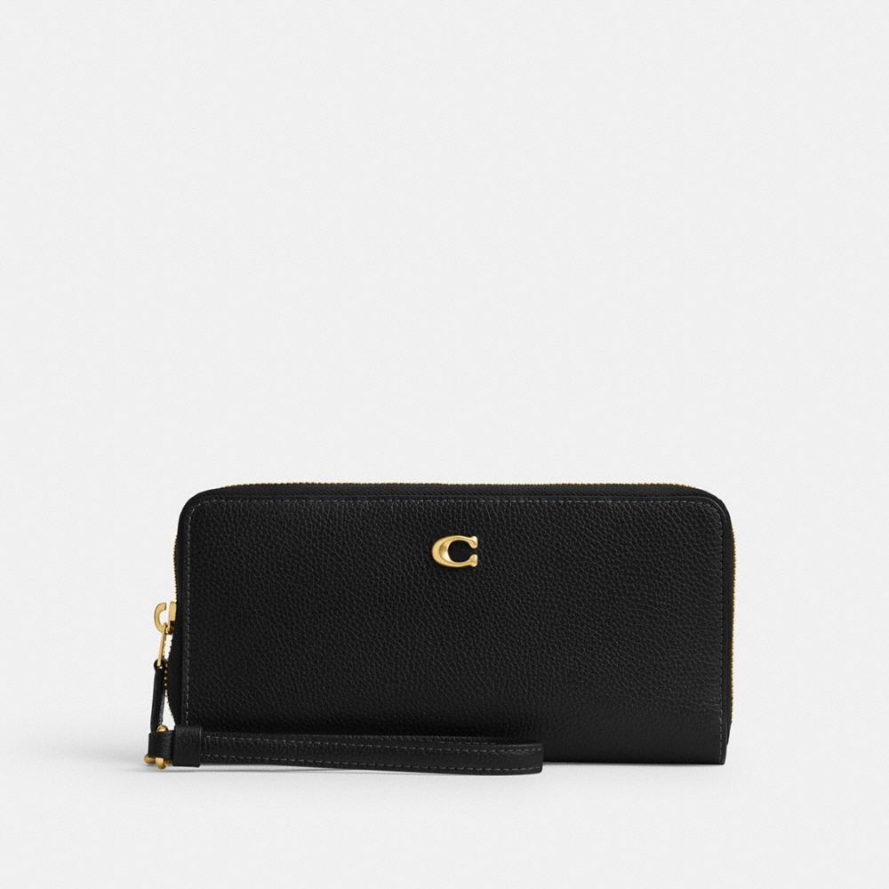 Coach Essential Continental Brass Grote Portefeuille Dames Zwart | NL_CH33242