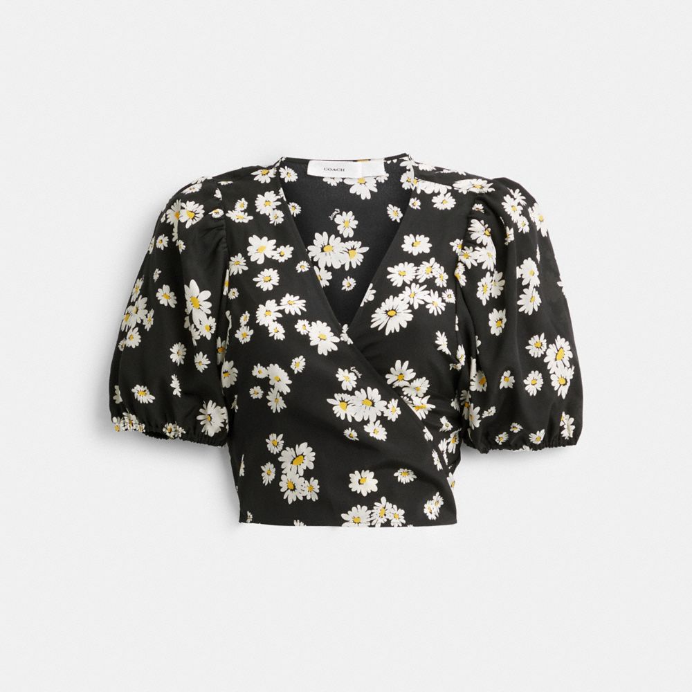 Coach Floral Wrap Blouse Topjes Dames Zwart | NL_CH96381