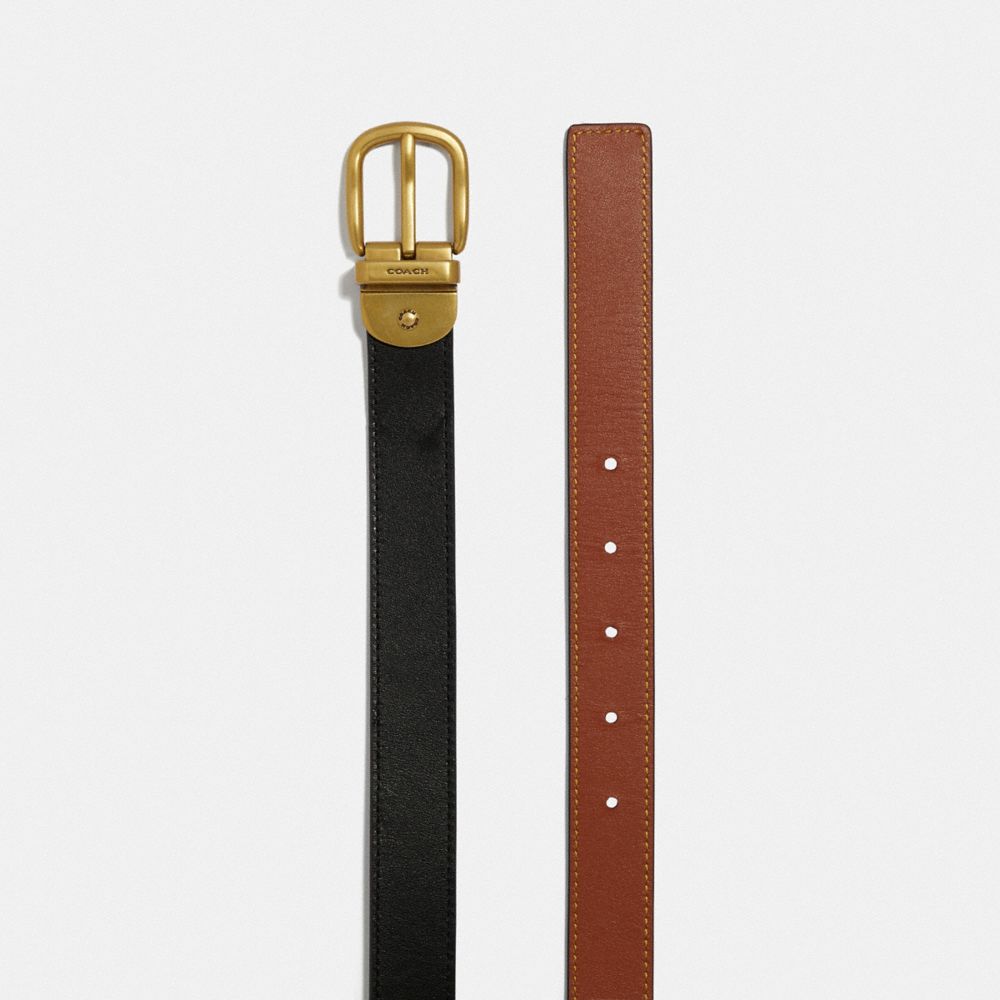 Coach Harness Buckle Reversible Belt 25 Mm Brass Riemen Dames Zwart | NL_CH71218