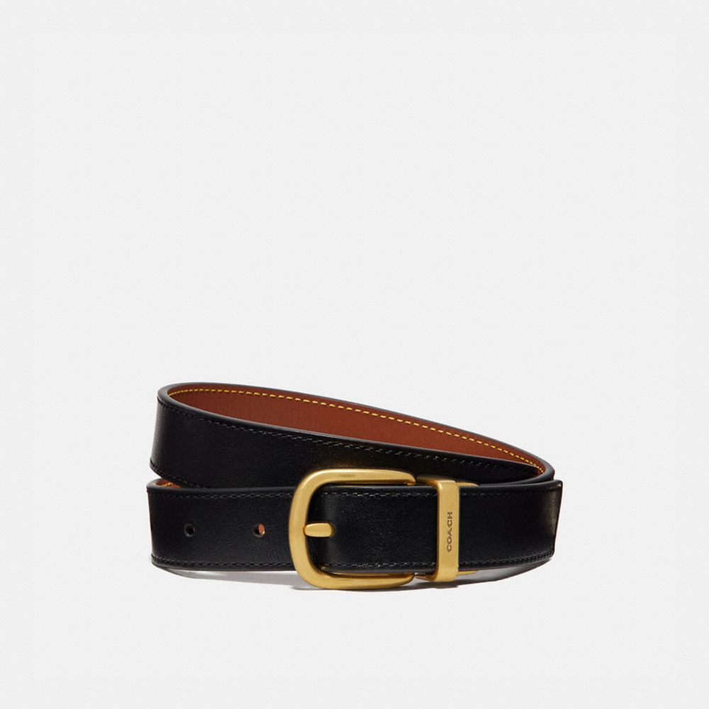 Coach Harness Buckle Reversible Belt 25 Mm Brass Riemen Dames Zwart | NL_CH71218