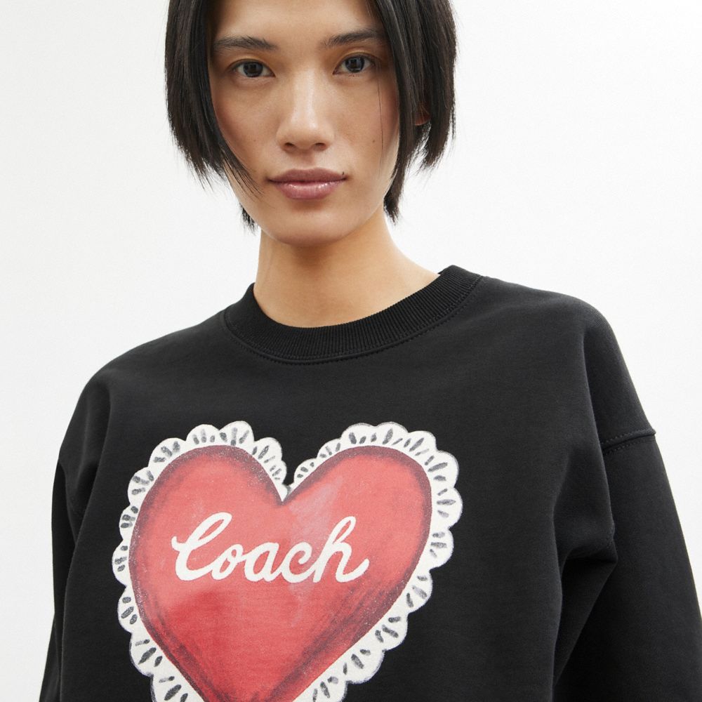 Coach Heart Crewneck Truien Dames Zwart | NL_CH94401