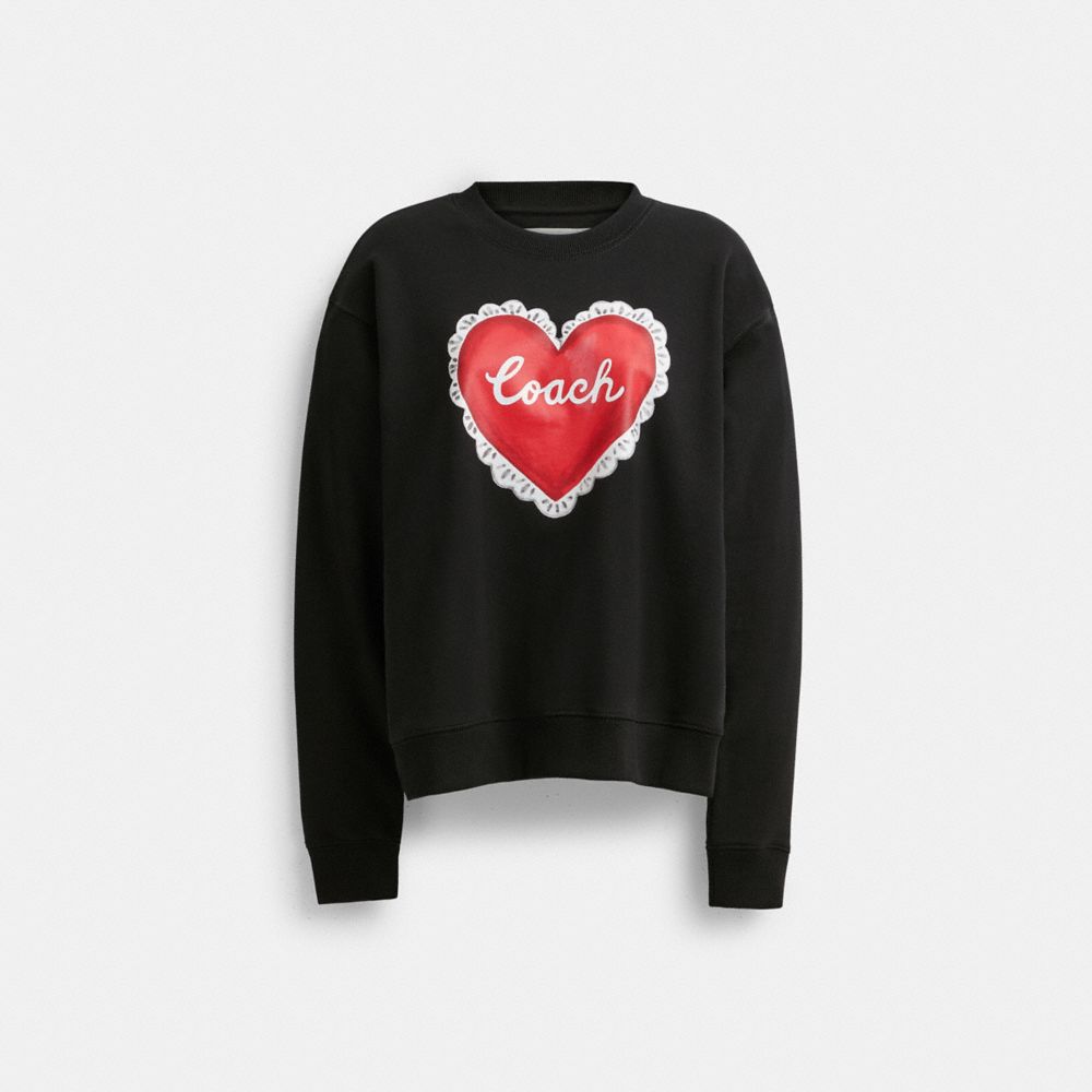 Coach Heart Crewneck Truien Dames Zwart | NL_CH94401