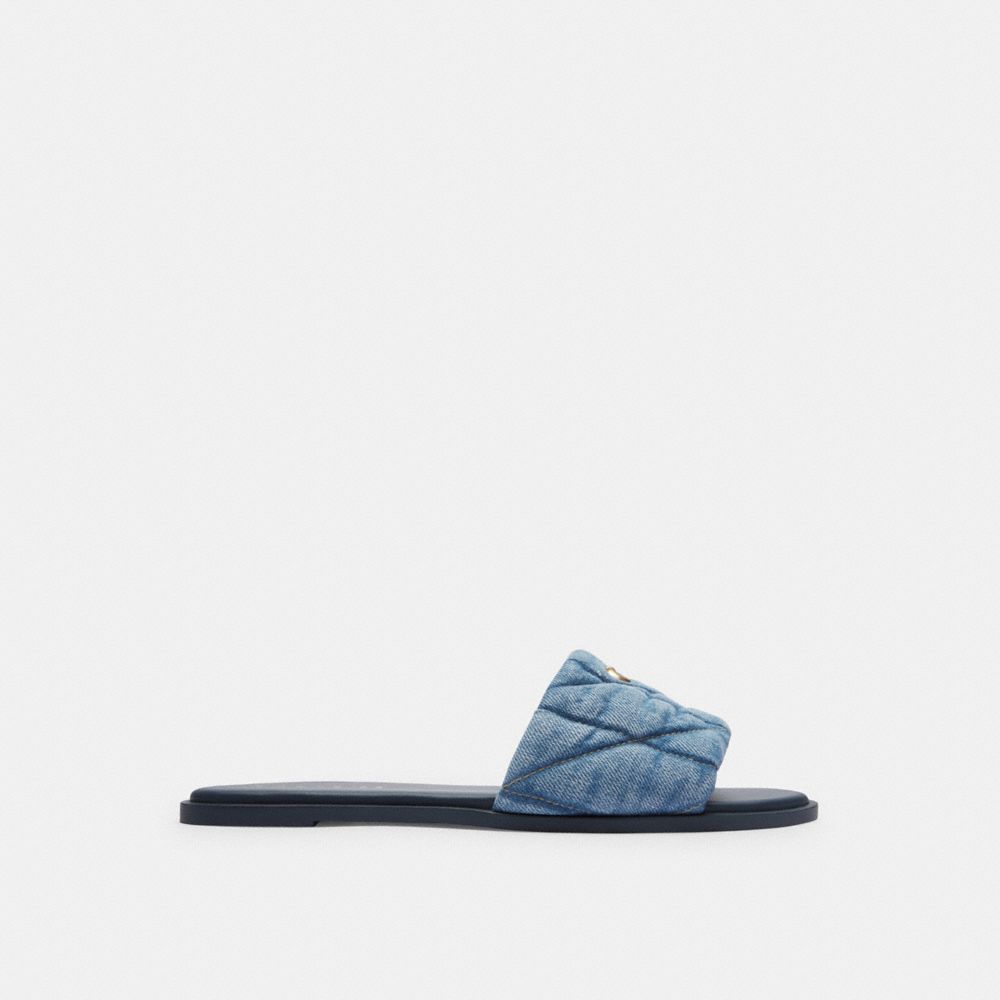 Coach Holly With Quilting Indigo Denim Sandalen Dames Indigo Blauw | NL_CH45066