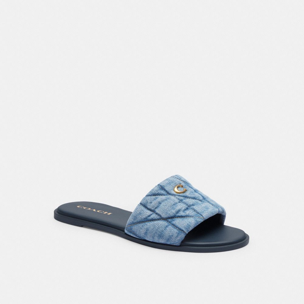 Coach Holly With Quilting Indigo Denim Sandalen Dames Indigo Blauw | NL_CH45066