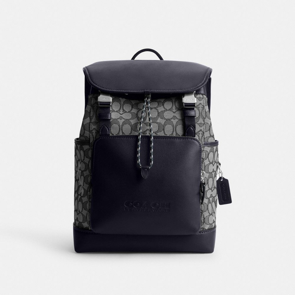 Coach League Flap In Signature Jacquard Rugzakken Heren Donkerblauw | NL_CH83371