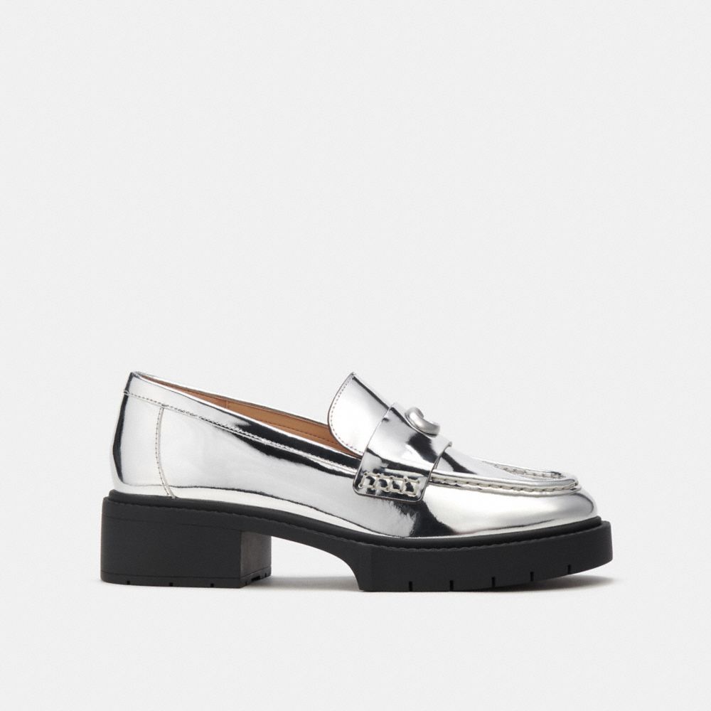 Coach Leah In Metallic Leather Loafers Dames Zilver | NL_CH48871