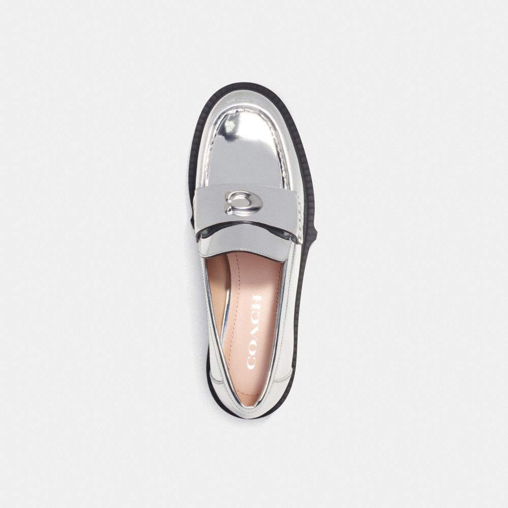 Coach Leah In Metallic Leather Loafers Dames Zilver | NL_CH48871