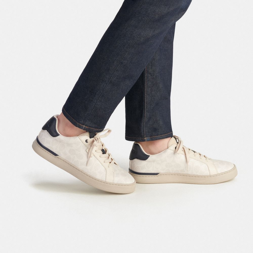 Coach Lowline Low Top In Signature Canvas Chalk Cobalt Sneakers Heren Wit | NL_CH87792