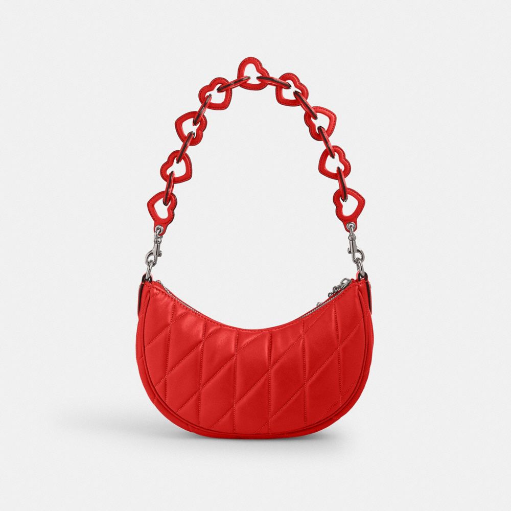 Coach Mira With Pillow Quilting And Heart Strap Nappa Leather Schoudertassen Dames Zilver Rood | NL_CH62058