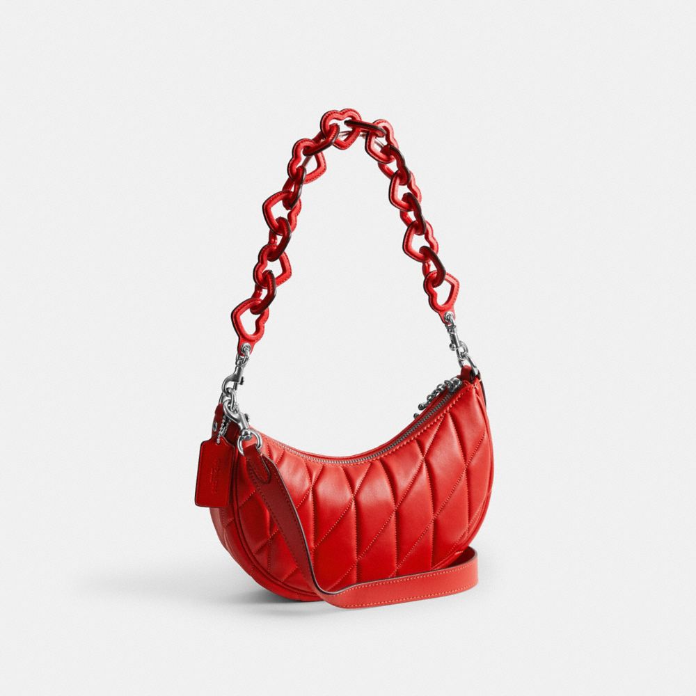 Coach Mira With Pillow Quilting And Heart Strap Nappa Leather Schoudertassen Dames Zilver Rood | NL_CH62058