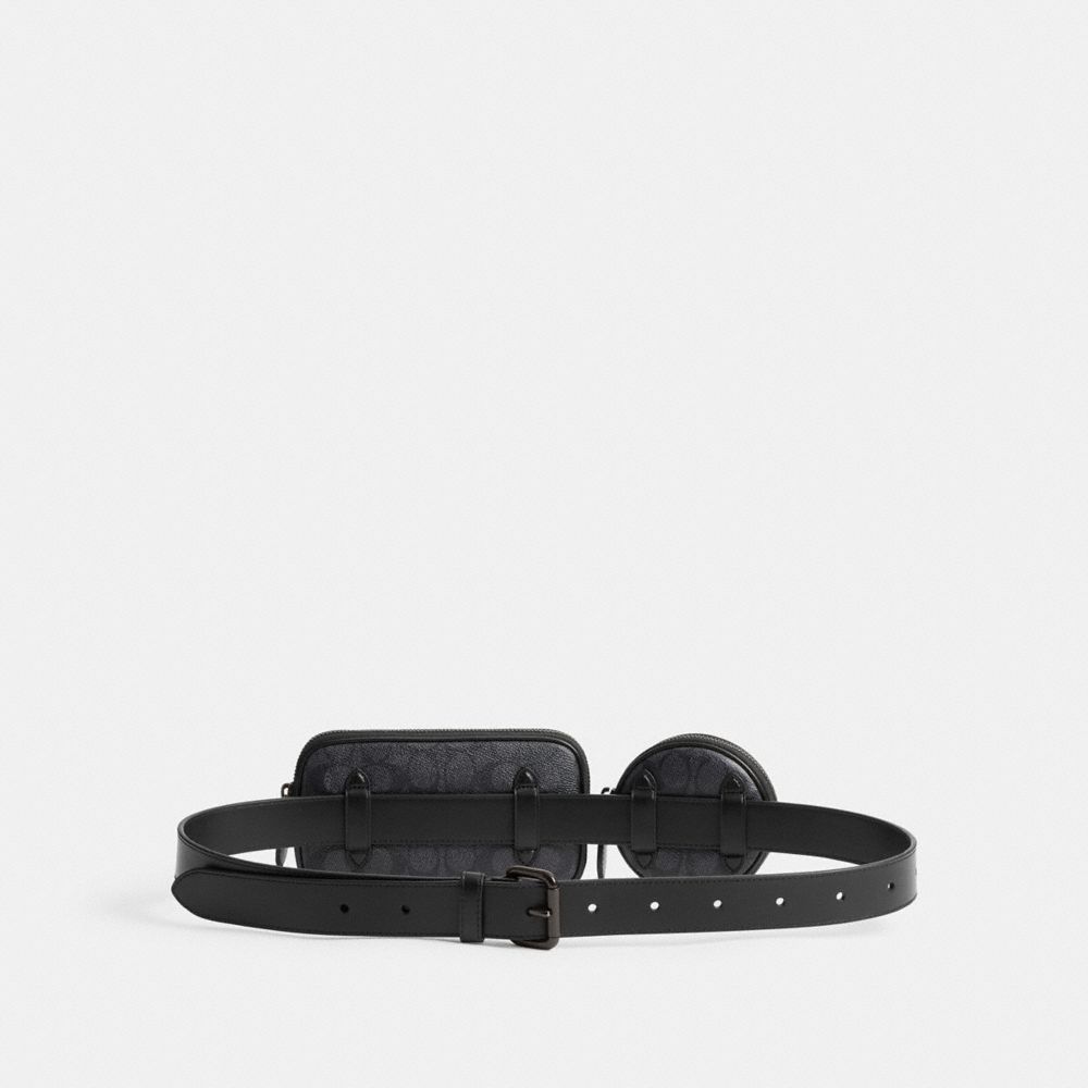 Coach Multi Pouch Belt In Signature Heuptas Heren Zwart | NL_CH43593