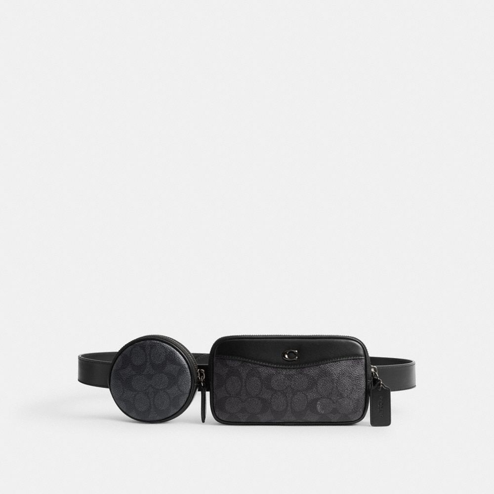 Coach Multi Pouch Belt In Signature Heuptas Heren Zwart | NL_CH43593