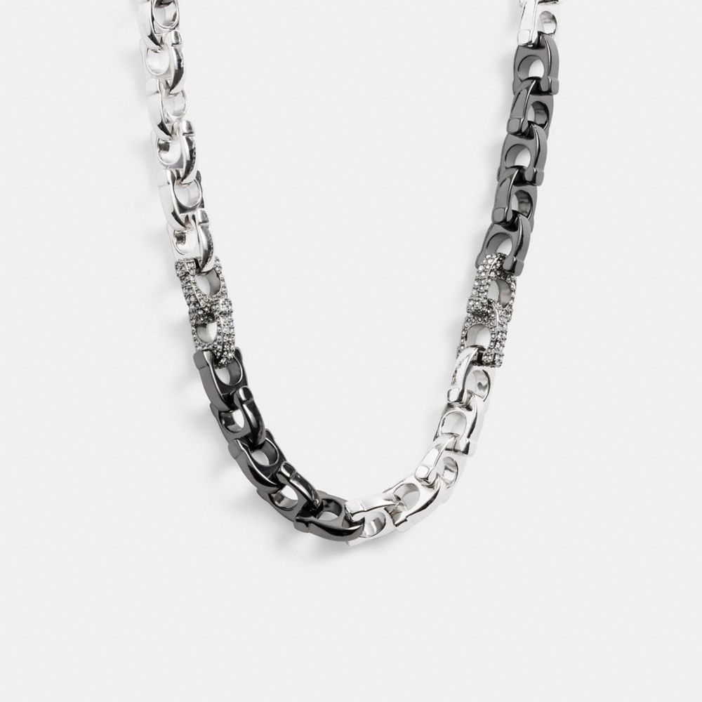 Coach Pavé Signature Mixed Chain & Clear Ketting Dames Zilver | NL_CH44747