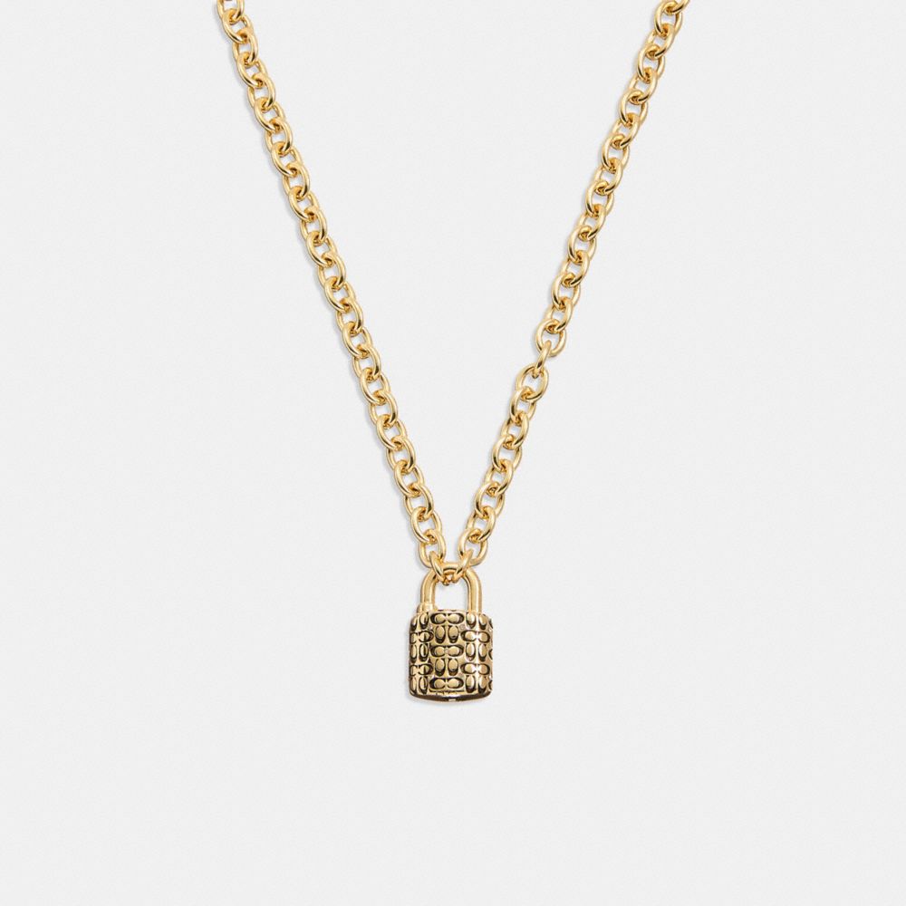 Coach Quilted Padlock Chain Ketting Dames Goud Zwart | NL_CH31206