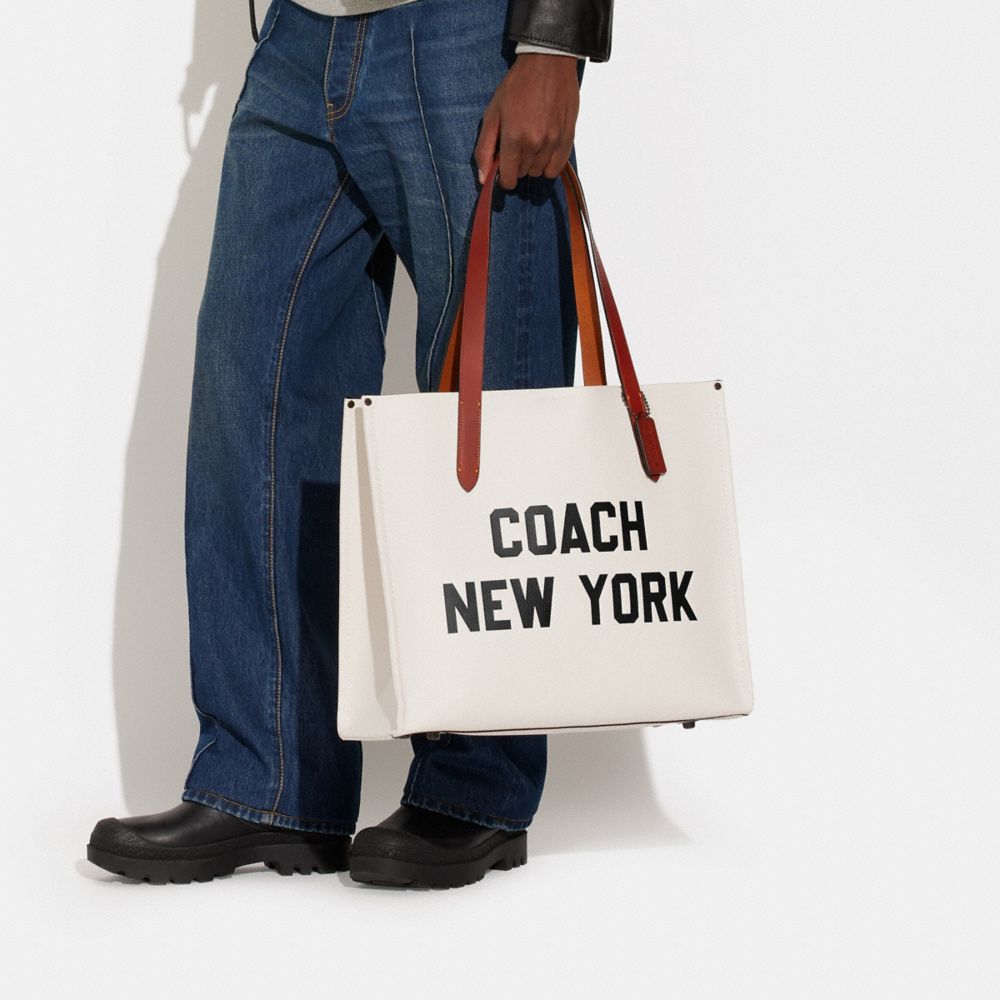 Coach Relay With Graphic Polished Pebble Leather Tote Heren Gekleurd | NL_CH81629