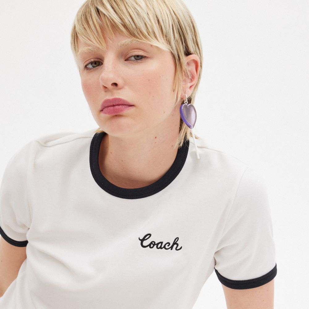 Coach Ringer T-shirts Dames Wit | NL_CH18445