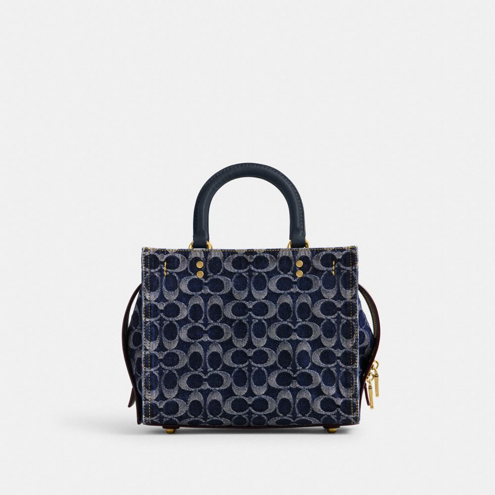 Coach Rogue 25 In Signature Denim Brass Handtas Dames Blauw | NL_CH77379