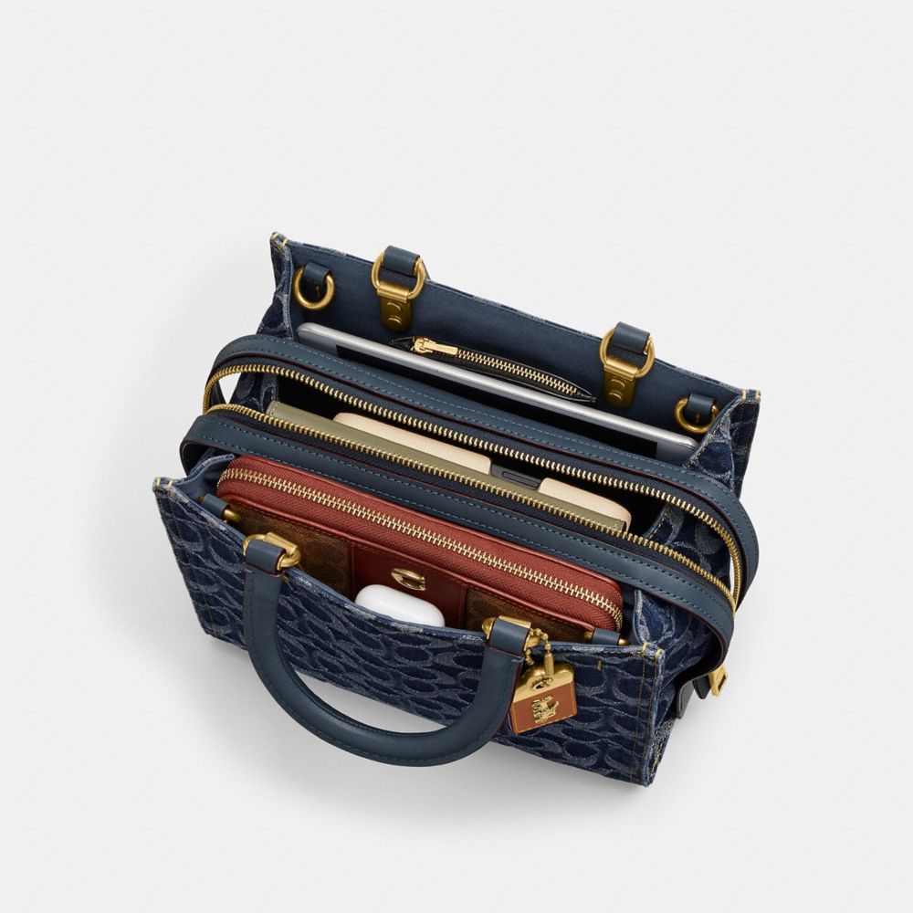 Coach Rogue 25 In Signature Denim Brass Handtas Dames Blauw | NL_CH77379