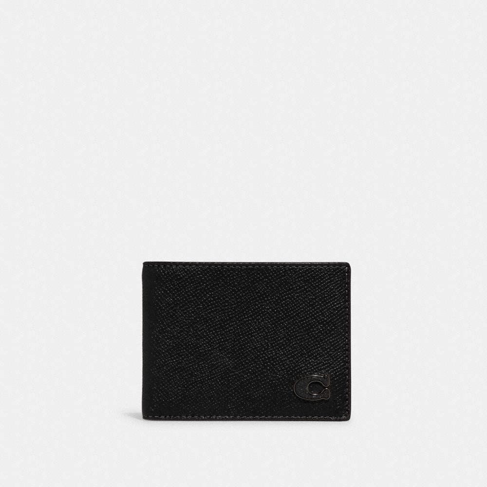 Coach Slim Billfold Wallet Crossgrain Leather Billfolds Heren Zwart | NL_CH27257