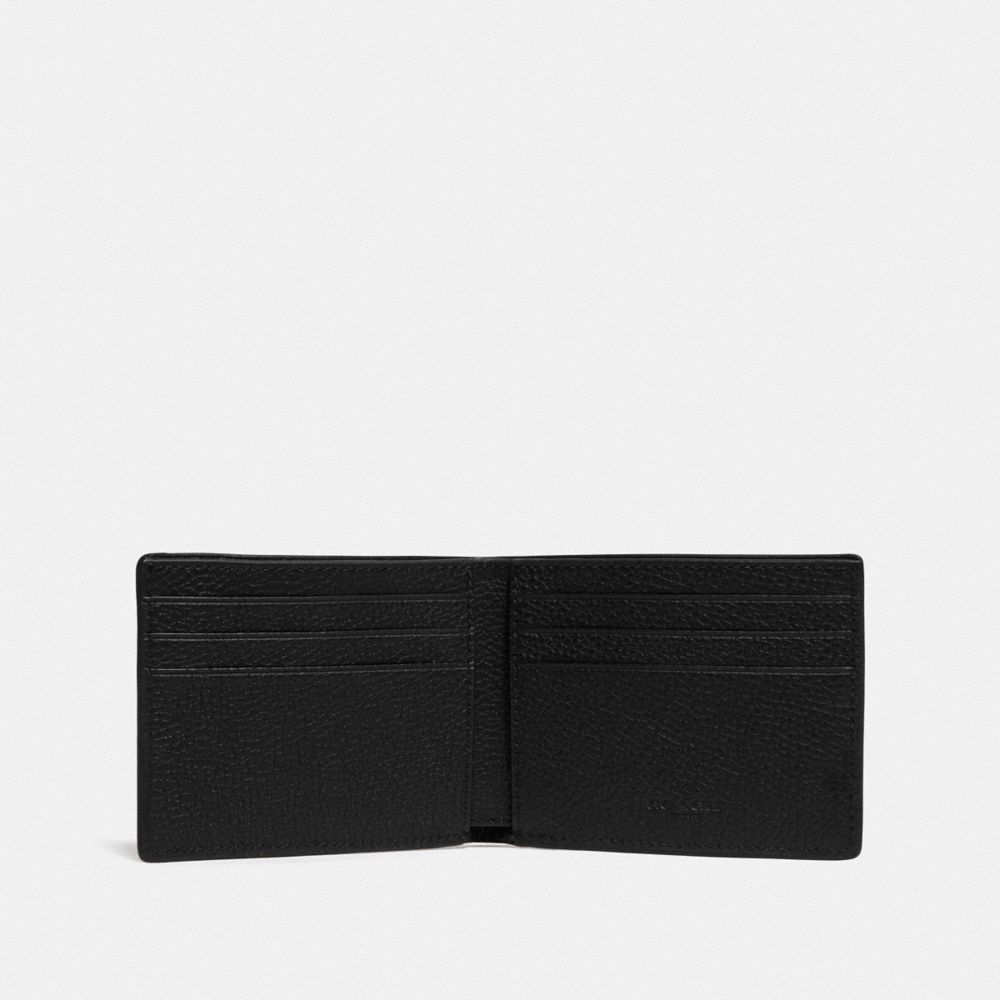 Coach Slim Billfold Wallet In Signature Leather Pebble Leather Billfolds Heren Zwart | NL_CH22615