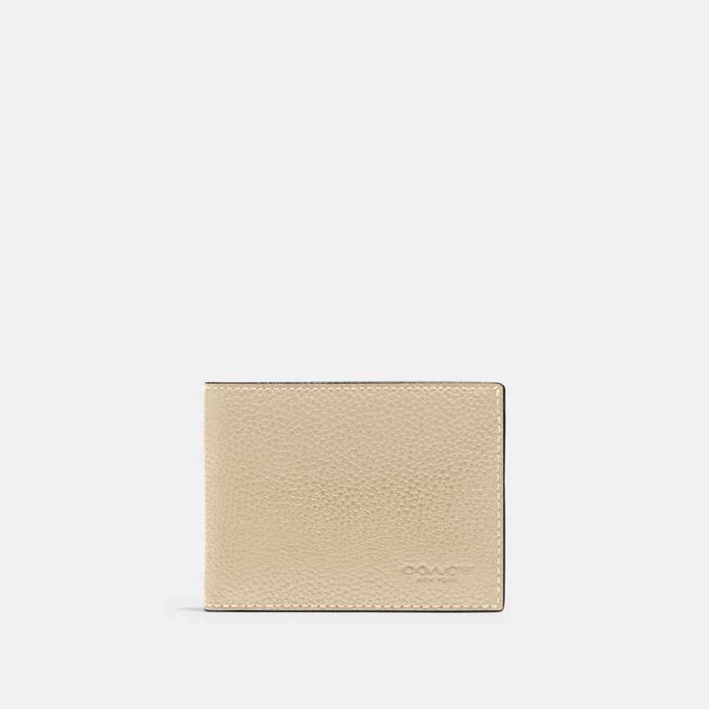 Coach Slim Billfold Wallet Polished Pebble Leather Billfolds Heren Wit | NL_CH13463