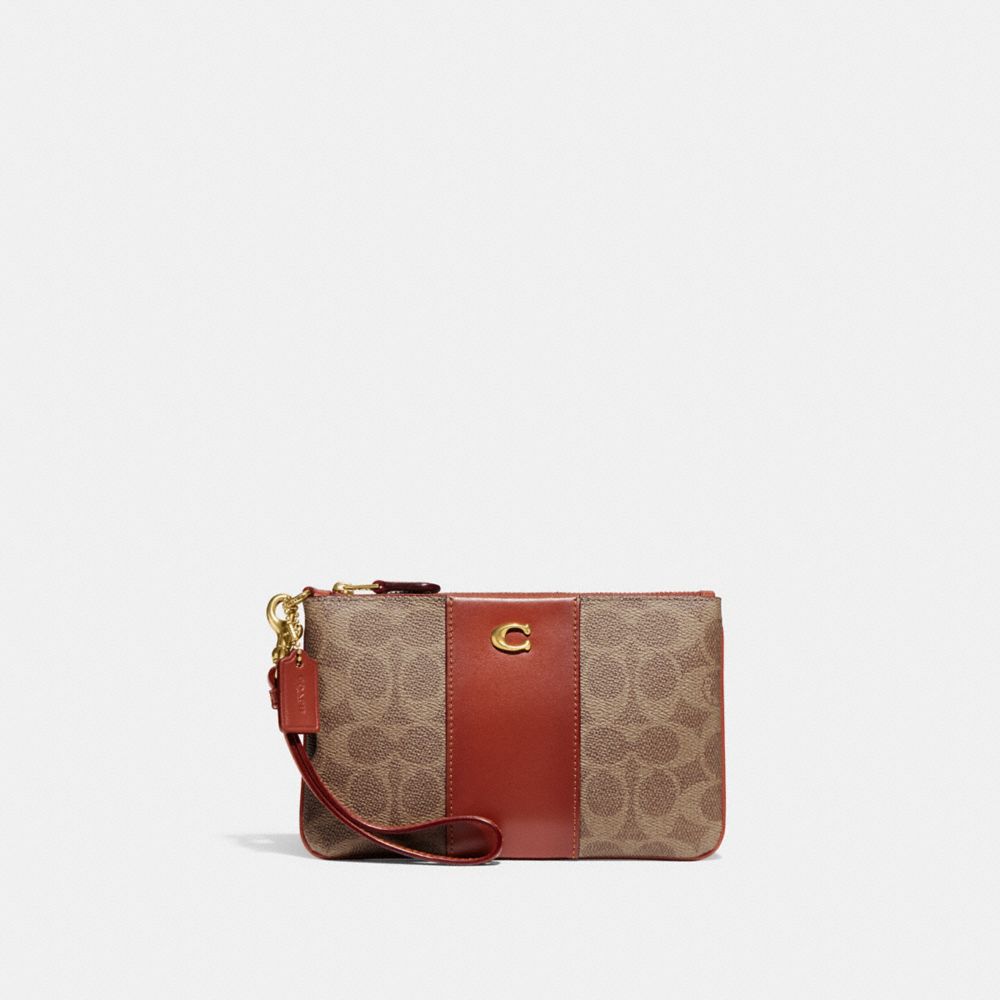 Coach Small In Signature Kleine Portefeuille Dames Bruin Rood | NL_CH81293