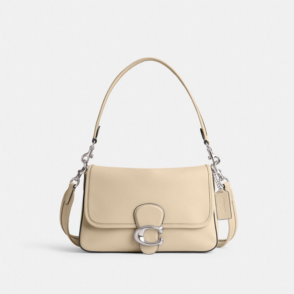 Coach Soft Tabby Smooth Leather Schoudertassen Dames Zilver Wit | NL_CH10797