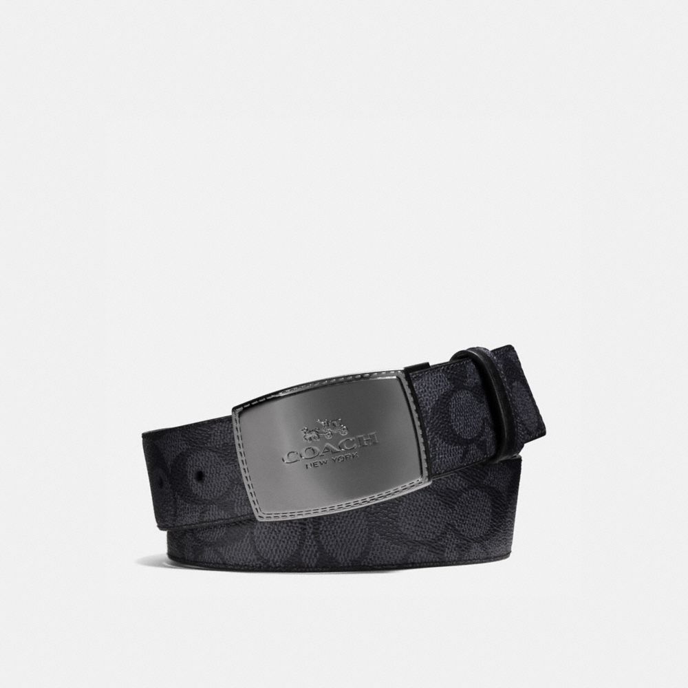 Coach Stitched Plaque Buckle Cut To Size Reversible Belt 38 Mm Riemen Heren Grijs Zwart | NL_CH48064