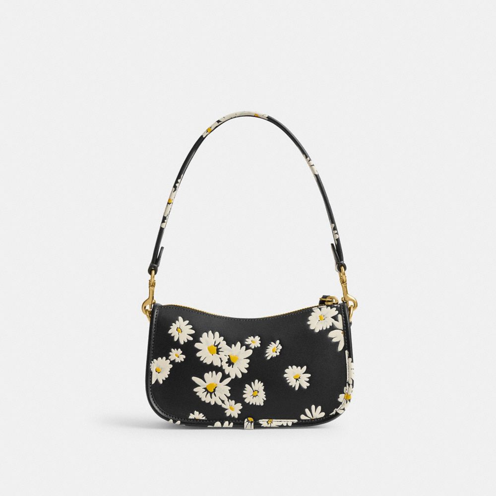 Coach Swinger 20 With Floral Print Brass Schoudertassen Dames Zwart Gekleurd | NL_CH73253