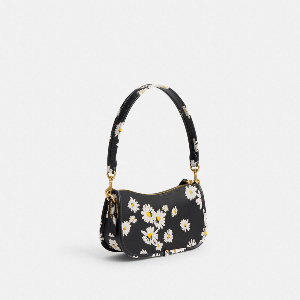 Coach Swinger 20 With Floral Print Brass Schoudertassen Dames Zwart Gekleurd | NL_CH73253