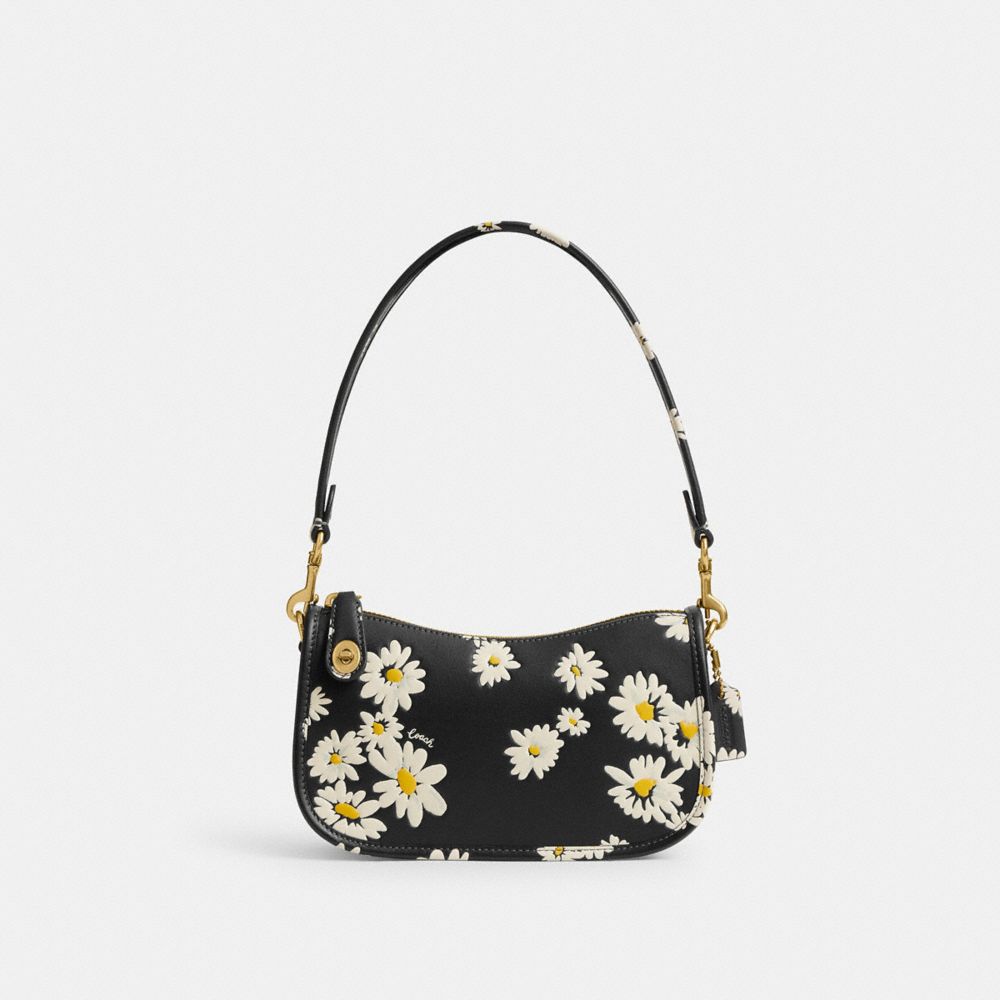 Coach Swinger 20 With Floral Print Brass Schoudertassen Dames Zwart Gekleurd | NL_CH73253