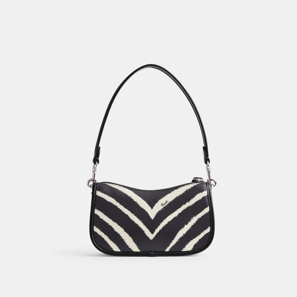 Coach Swinger 20 With Zebra Print Refined Calf Leather Schoudertassen Dames Zilver | NL_CH69856