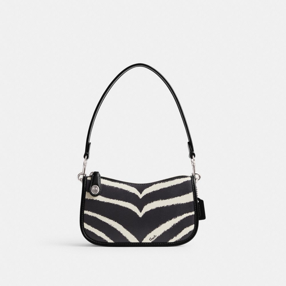 Coach Swinger 20 With Zebra Print Refined Calf Leather Schoudertassen Dames Zilver | NL_CH69856