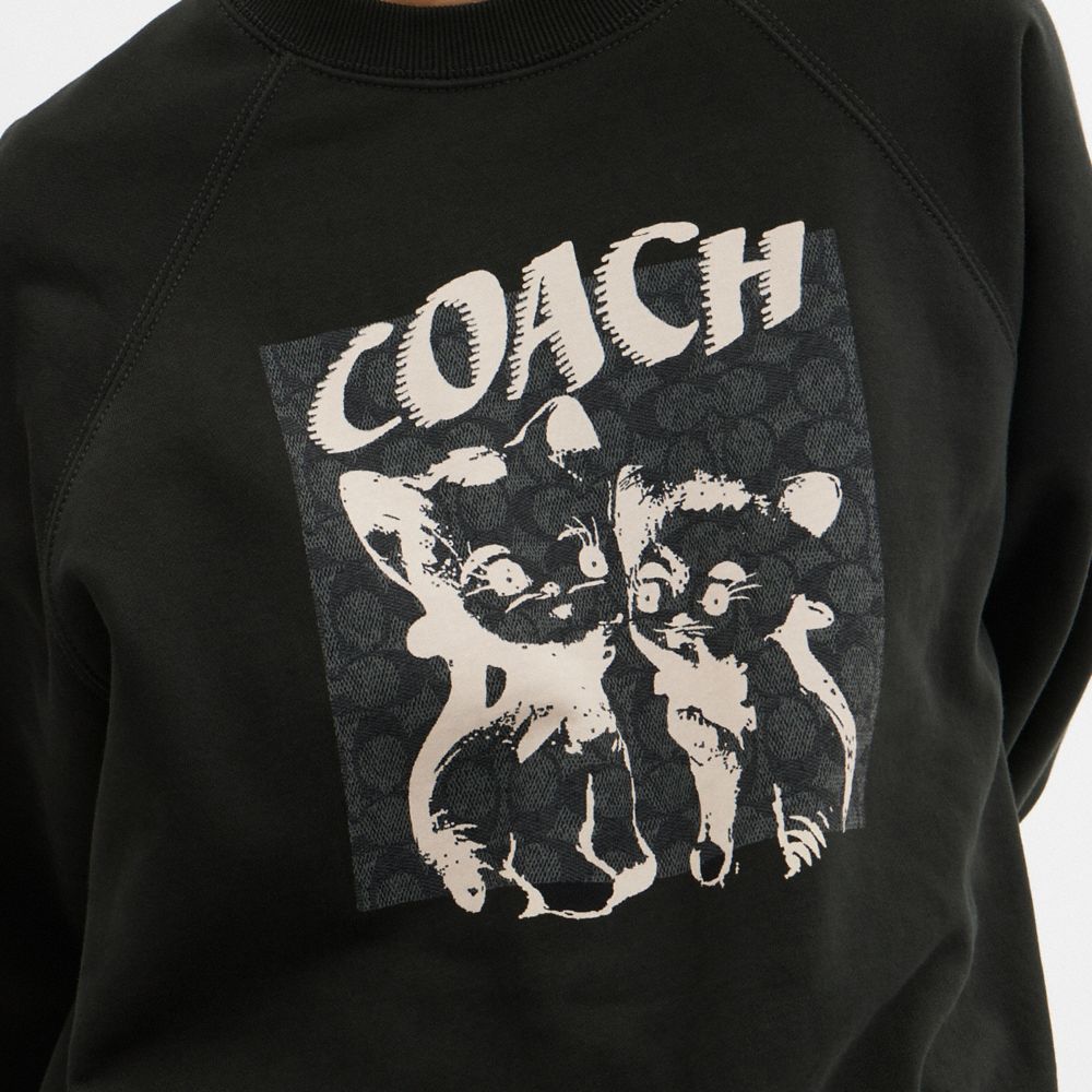 Coach The Lil Nas X Drop Signature Cats Crewneck Sweatshirts Dames Zwart | NL_CH40408