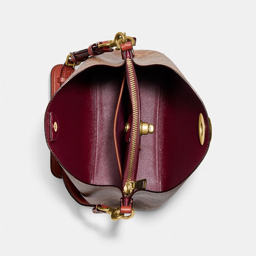 Coach Willow Bucket In Signature Schoudertassen Dames Bruin Rood | NL_CH71842