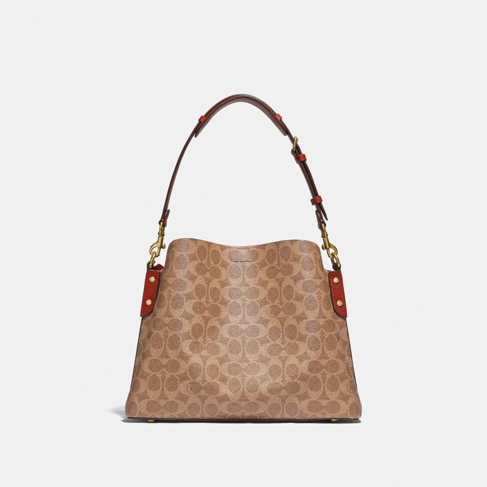 Coach Willow In Signature Schoudertassen Dames Bruin Rood | NL_CH81414