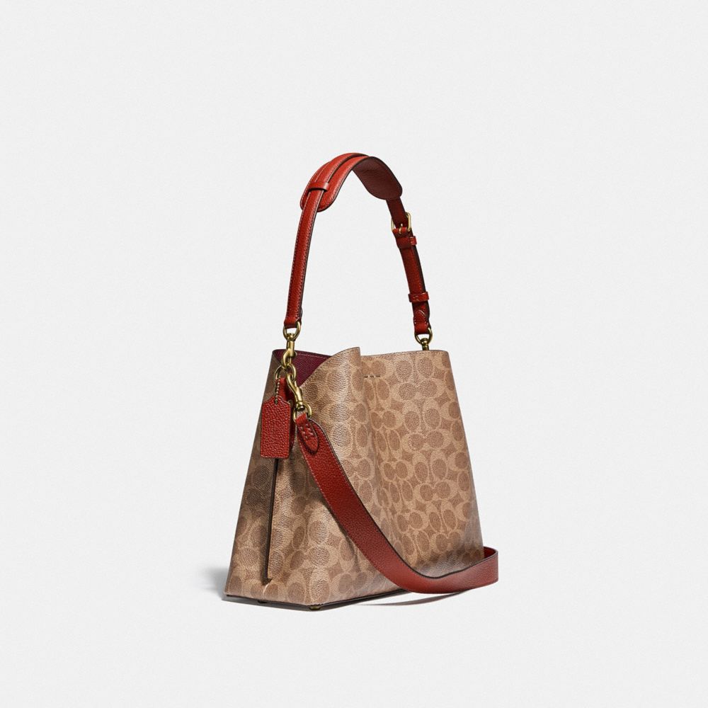 Coach Willow In Signature Schoudertassen Dames Bruin Rood | NL_CH81414