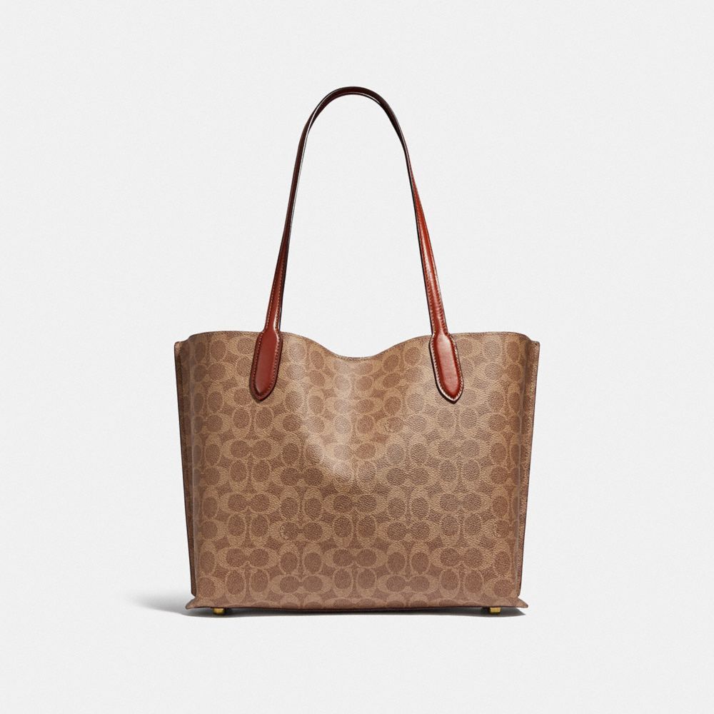 Coach Willow In Signature Tote Dames Bruin Rood | NL_CH58025