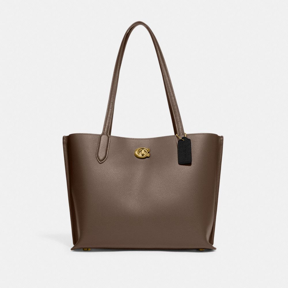 Coach Willow Pebble Leather Tote Dames Donkergrijs | NL_CH76041