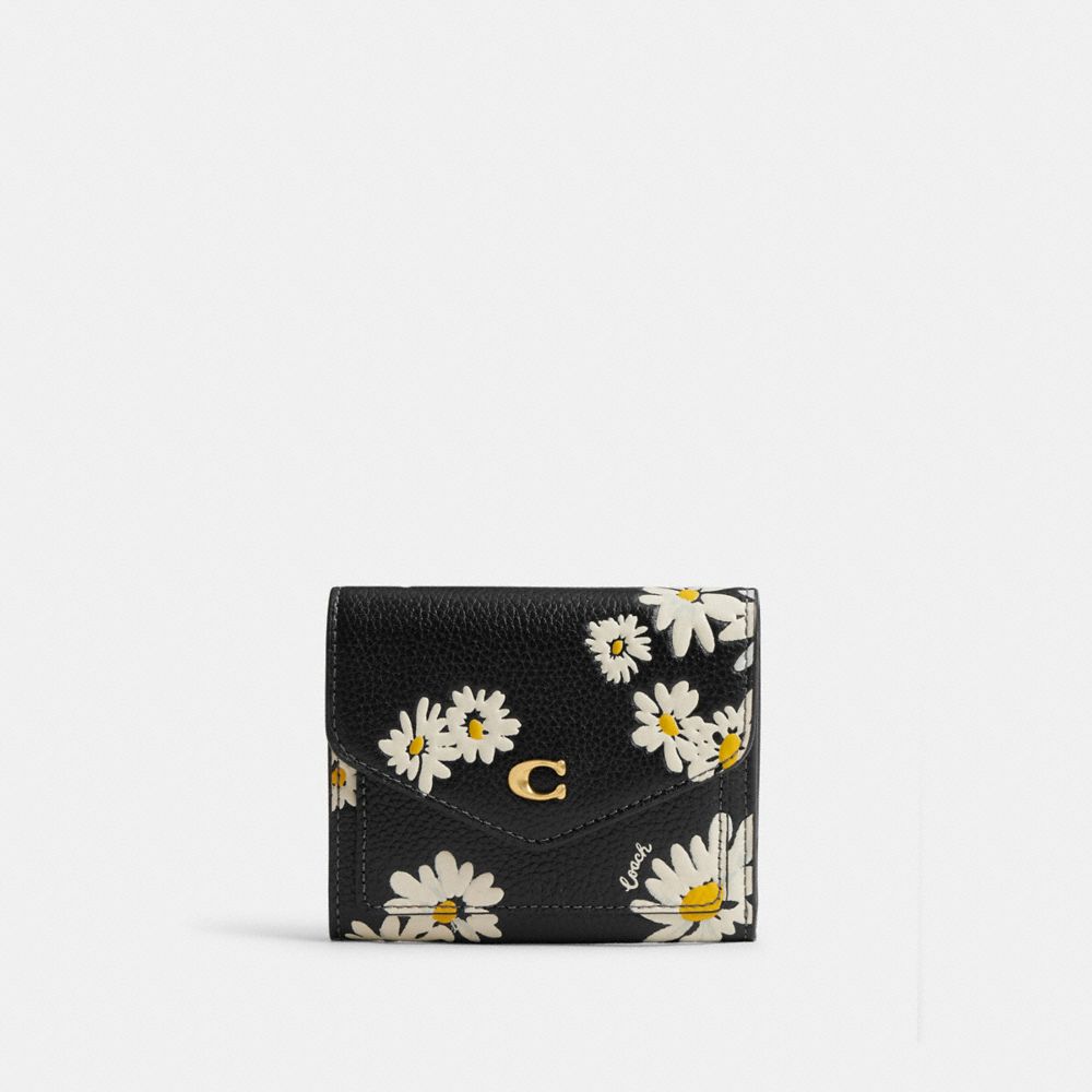 Coach Wyn With Floral Print Brass Kleine Portefeuille Dames Zwart Gekleurd | NL_CH11254